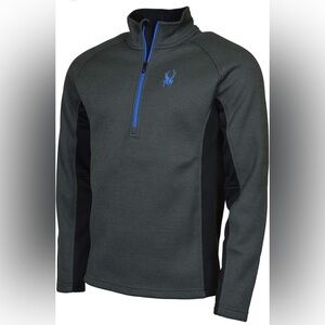 Spyder Men’s Charcoal Gray & Black Quarter-Zip Pullover with Blue Accents